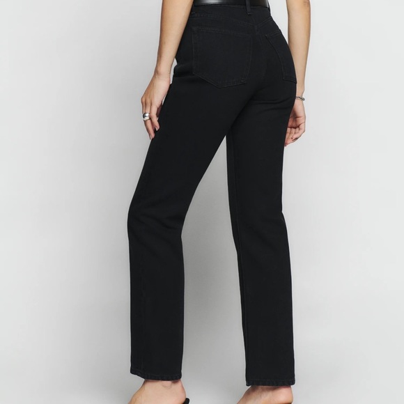 Reformation Cynthia High Rise Straight Jeans, Black, Size 27 - Picture 3 of 6